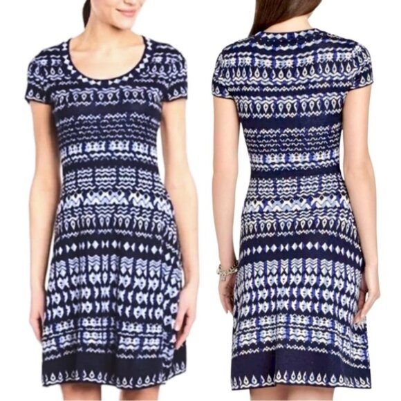 BCBGMaxAzria Hailee Dress Size Medium Blue Gray Silk Cotton Tapestry Jacquard - Picture 11 of 11